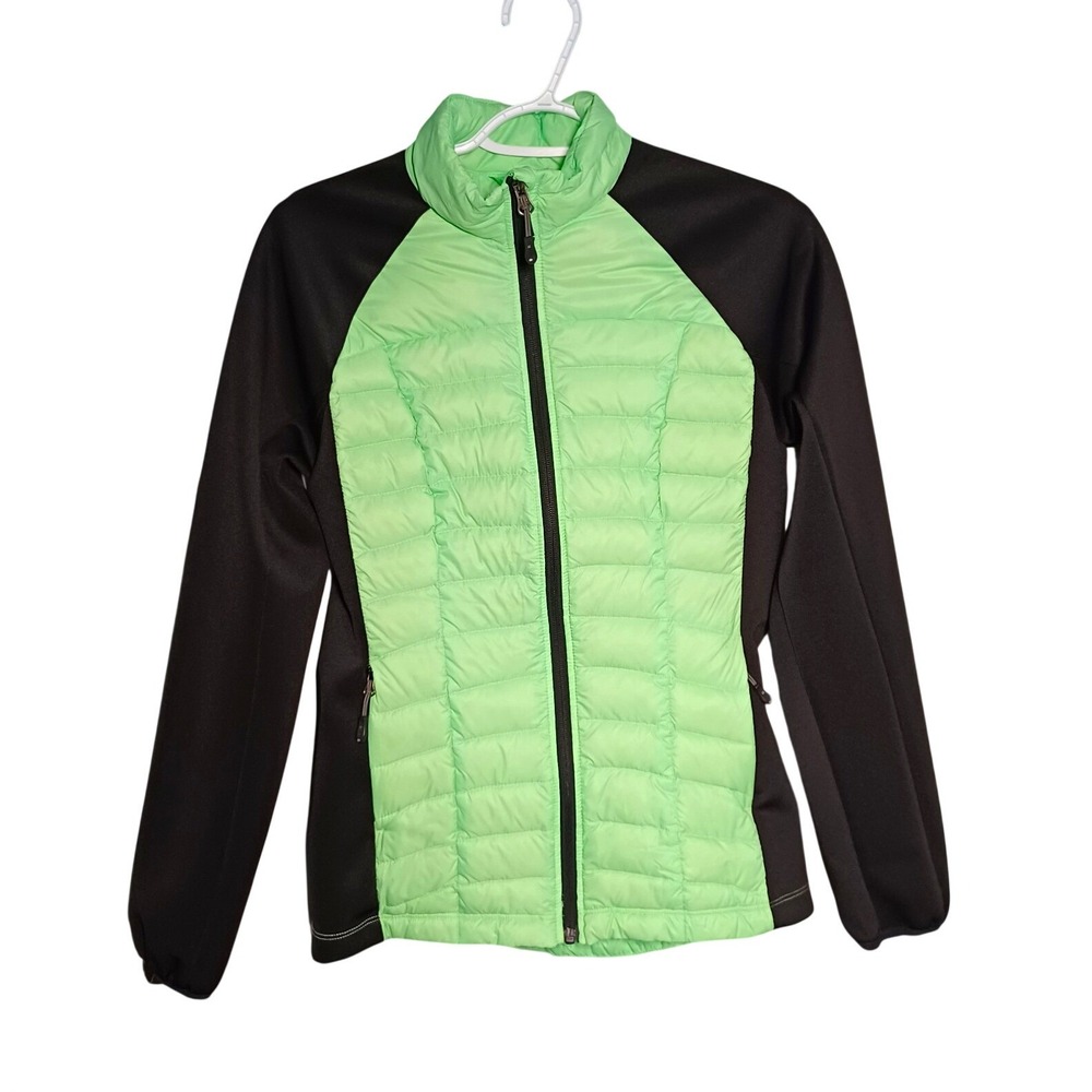Weatherproof 32 Degrees Womens Hybrid Puffer Down Jacket Mint Green Black Small